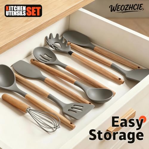 Silicone Cooking Utensil Set, Nonstick Kitchen Utensils 446°F Heat-Resistant - Image 7