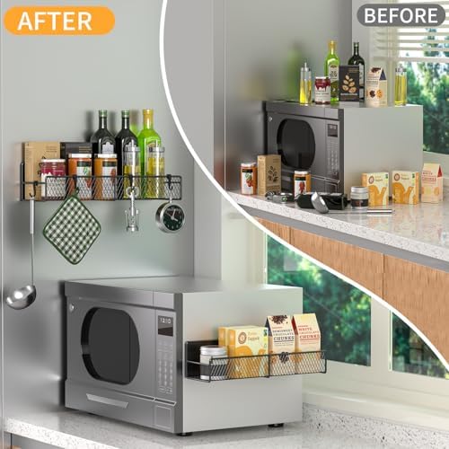 Magnetic Spice Rack for Refrigerator, 2 Pack Metal Magnetic Shelf Black - Image 5