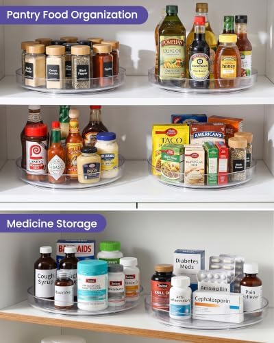 2 Pack 9 Inch Clear Acrylic Lazy Susan 360° Turntable Organizer Spice Rack - Image 5