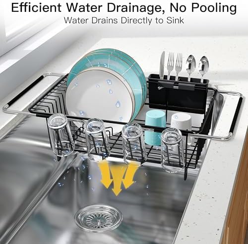 JASIWAY Black Dish Drying Rack in Sink, Dish Drainer - Image 6