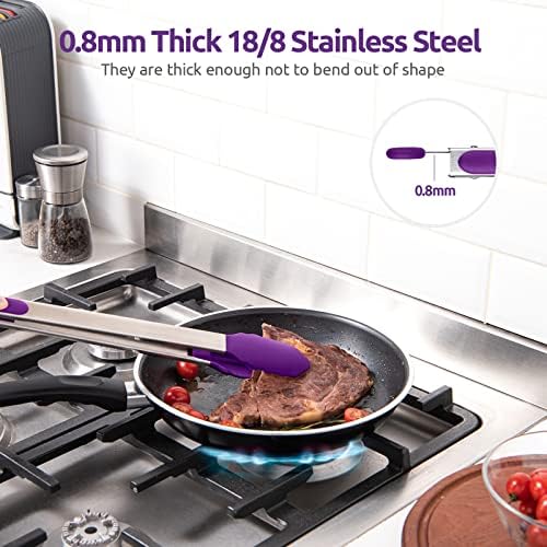 U-Taste Kitchen Tong for Cooking, 600ºF Heat-Resistant Silicon, 16in/Purple - Image 5