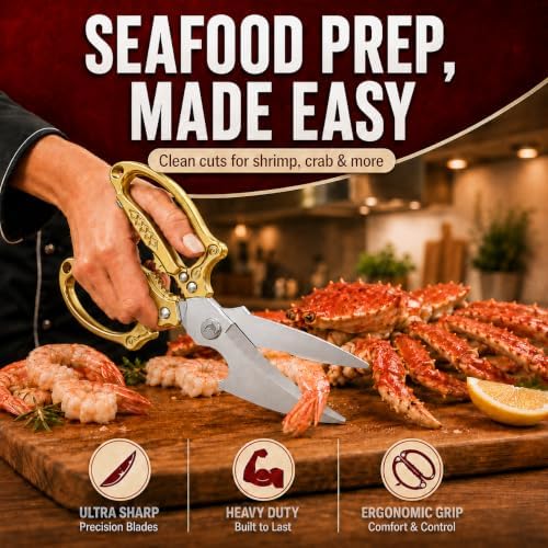Premium Gold Kitchen Shears Heavy Duty, Stainless Steel Multipurpose Scissors - Image 6