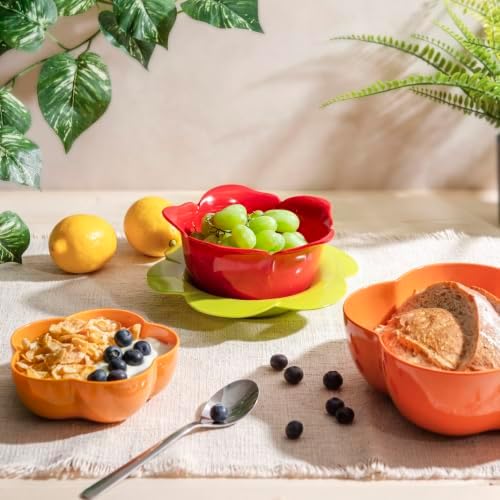 bzyoo 4 PC Drain & Serve Berry Rose Shape Bowl Set Colander w/Saucer Plate - Image 2