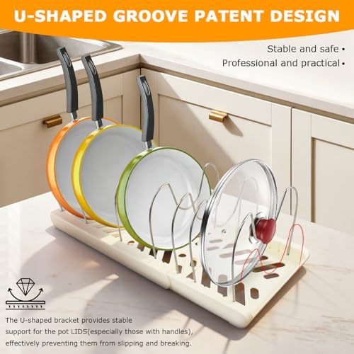 Pots and Pans Organizer for under Cabinet, Expandable Pot Lid Holder - Image 3