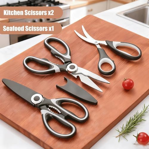 OMDAR 3 Pack Kitchen Scissors & Seafood Scissors Set, Sharp Kitchen Shears - Image 3
