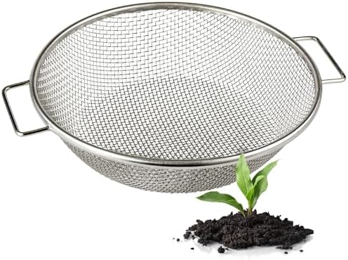 Round Soil Sifter, 1/8-inch Stainless Steel Sieve by Wenses