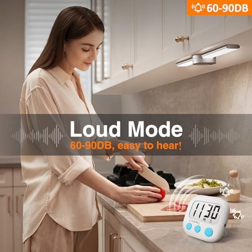AOUCE Digital Kitchen Timers for Cooking, Timer for Kids 6 Pack White - Image 2