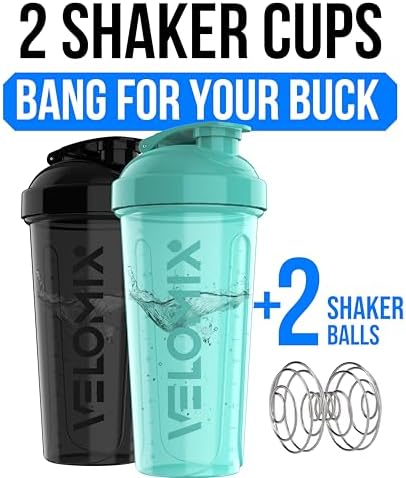 VELOMIX 2 Pack 28oz Protein Shaker Bottle - Image 2