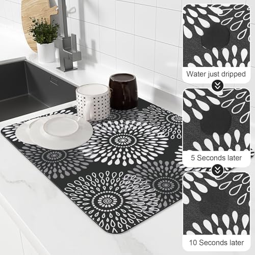 Dish Drying Mat Absorbent Kitchen Counter Mat Rubber Backing Draining Mat - Image 4