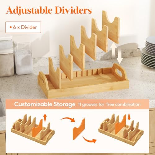 Lifewit Bamboo Lid Organizers for Inside Cabinet - Image 3