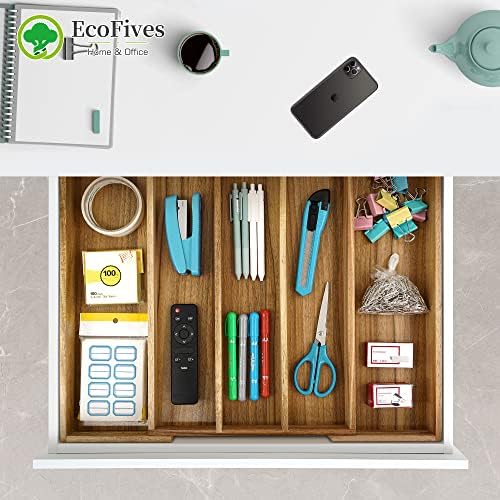 EcoFives Luxury Acacia Silverware Organizer -Kitchen Drawer Organizer - Image 4