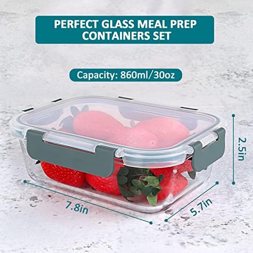 M MCIRCO 5 Pack, 30 oz Glass Food Storage Containers - Image 2