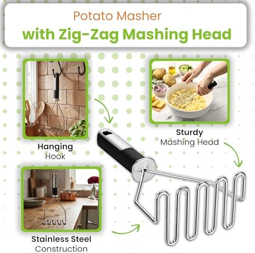 Spring Chef Stainless Steel Potato Masher & Durable Vegetable Peeler Set - Image 5