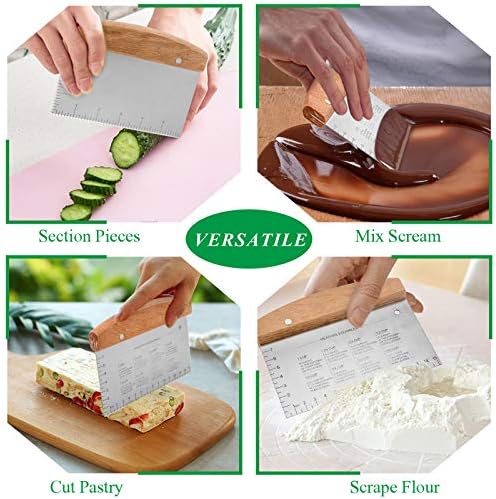 HaSteeL Bench Dough Scrapers, Stainless Steel Griddle Scraper Pastry Cutter - Image 6