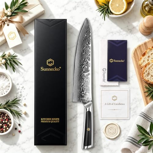 Sunnecko 8 Inch Japanese Damascus Chef Knife - Image 6