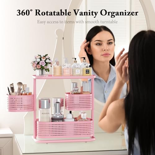 KINGRACK Metal Bathroom Counter Organizer，Rotating Countertop Storage Shelf - Image 3