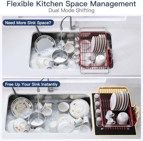 JASIWAY Red Dish Drying Rack in Sink - Image 4