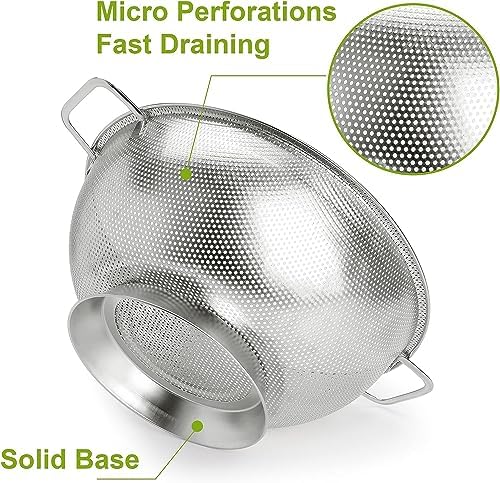 Gulex Stainless Steel Colander Set, Kitchen Strainer, Dishwasher Safe - Image 3