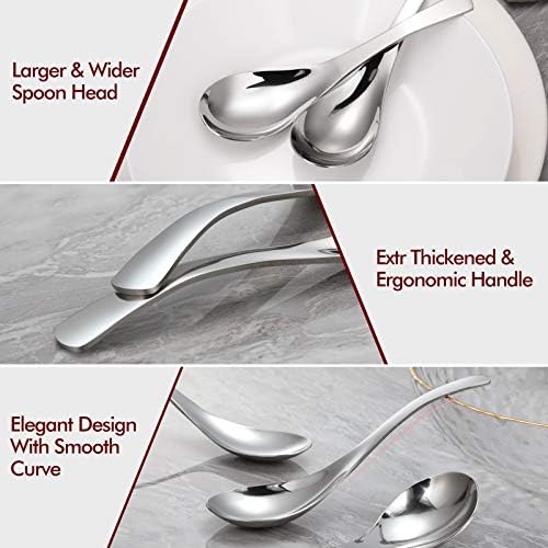 HIWARE Thick Heavy-weight Soup Spoons, High Grade Stainless Steel Soup Spoons - Image 2