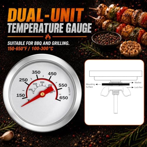 Frienda 3 Pack Charcoal Grill Thermometer Gauge - Image 3