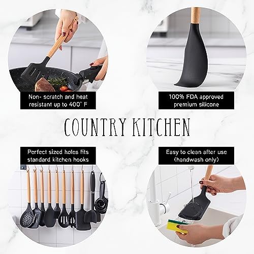 Country Kitchen Non Stick Silicone Utensil Set - Image 2