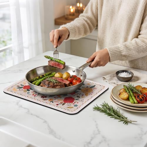 Dish Drying Mat for Kitchen Counter 18x24 Inch, Boho Quick Dry Coffee Mat - Image 5