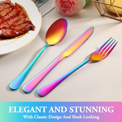 36 Pcs Rainbow Silverware Set - Image 6