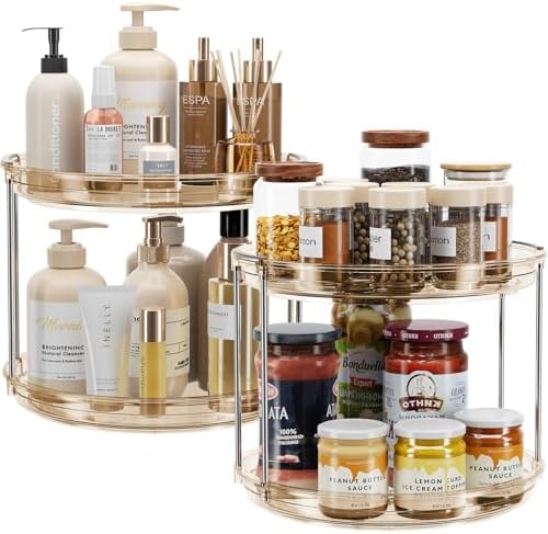 LAMU 2 Pack 2 Tier Lazy Susan Turntable Organizer 9.25'' Rotating Spice Rack by YourHome-OrganizationHelper