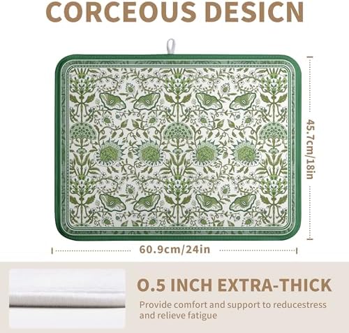 Green Floral Dish Drying Mat for Kitchen Counter 18x24 Inch Spring Summer - Image 2