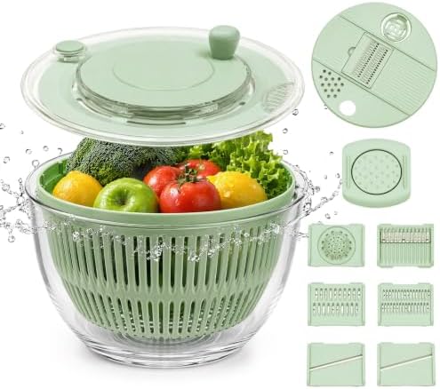 Salad Spinner 4.25qt, One‑touch Stop Button & Non‑slip Base, Vegetable Dryer by Unknown