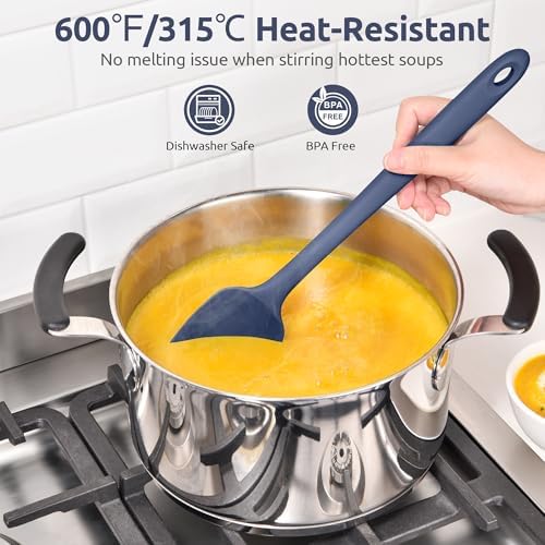 U-Taste 14" Long Silicone Spoonula, 600°F High Temp Spatula, Midnight Blue - Image 4