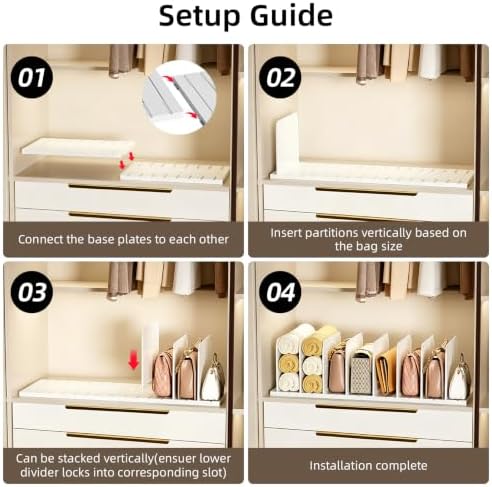 Stackable Purse Organizer for Closet Acrylic Shelf Divider, 4 Pack - Image 7