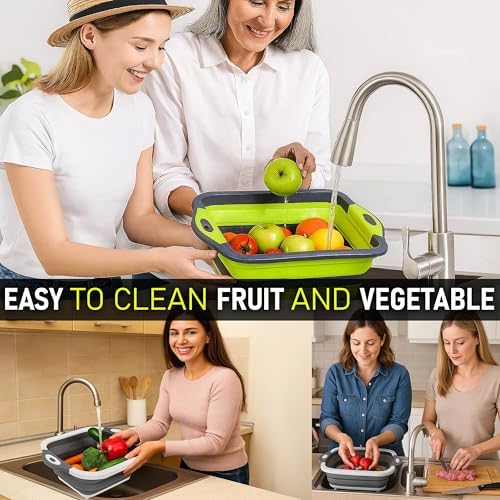 SSKT Pack of 2 Collapsible Cutting Board – Multifunctional Kitchen Sink Tub - Image 5