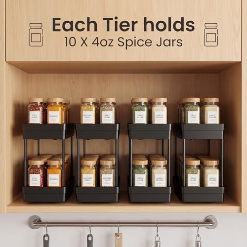 Pull Out Spice Rack, 3 Pack 2-Tier Cabinet Organizer - Image 3