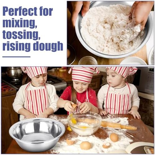 Nuogo 2 Pack Large Mixing Bowls 17 Quart Stainless Steel Flat Base - Image 6