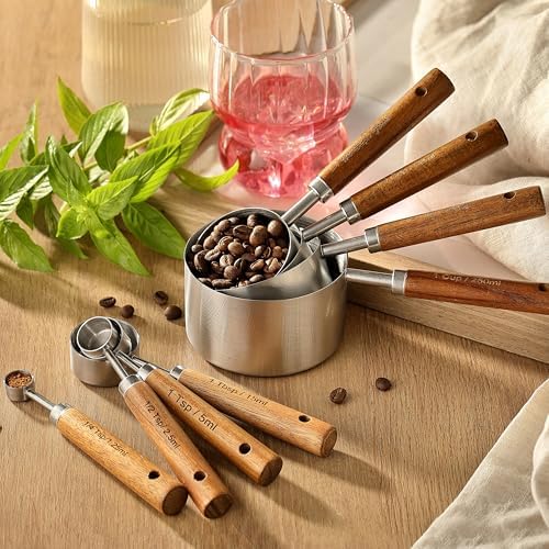 Stainless Steel Metal Measuring Cups and Spoons Set, 8 Pack - Image 5