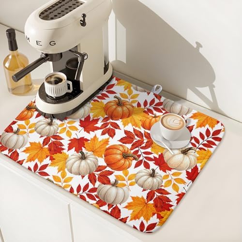 Fall Pumpkin Dish Drying Mat for Kitchen Counter 18x24 Inch Autumn Pumpkins - Image 7