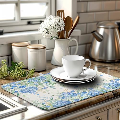 Blue Hydrangea Floral Dish Drying Mat - Image 6