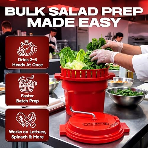 Chef Master Commercial Salad Spinner Large Dryer, Manual Crank, 2.5 Gallon - Image 3