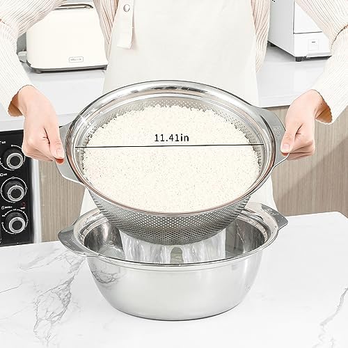 Paoli 304 Stainless Steel Fine Mesh Colander Set, 5QT Large Capacity Strainer - Image 2