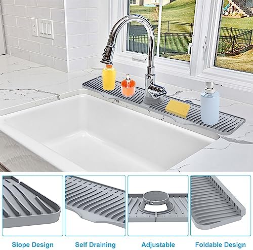 Kitchen Sink Splash Guard, Silicone Faucet Splash Guard, Longer Silicone Sink - Image 3