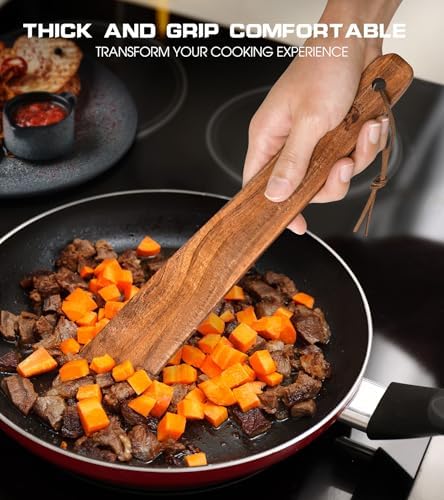 12" Teak Wooden Spatula for Cooking - Image 7