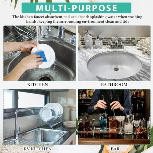 Tioncy 2 Pcs Faucet Mat Bathroom Sink Splash Guard - Image 7