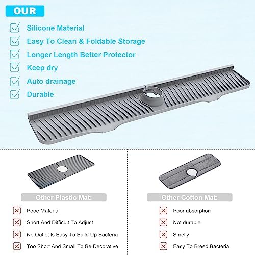 Kitchen Sink Splash Guard, Silicone Faucet Splash Guard, Longer Silicone Sink - Image 4