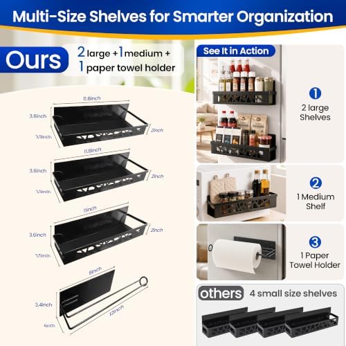 Magnetic Spice Rack with Paper Towel Holder, 4 Pack refrigerator organizer - Image 3