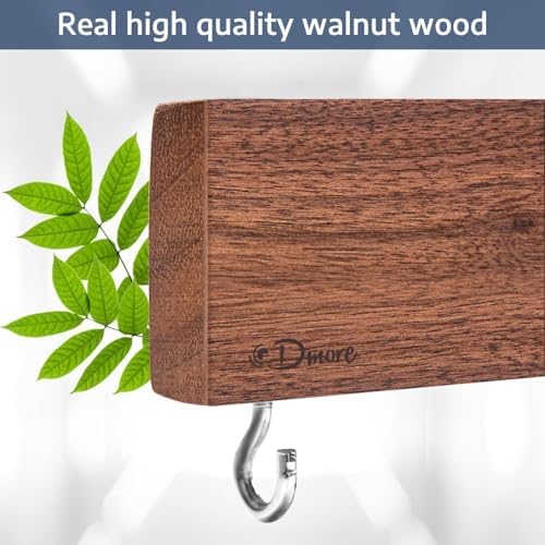 Dmore magnetic knife holder for wall—with 2 hooks, No Drilling 16 Inch walnut - Image 3