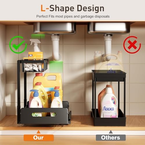 Under Kitchen Sink Organizer, Metal Pull Out Bathroom Organizers and Storage - Image 6