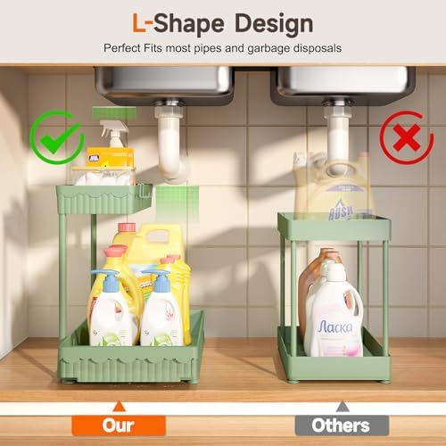 Sevenblue 3-Pack 2-Tier L-Shaped Under Sink Organizers - Image 2