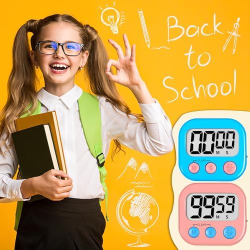 ZILLEEN Digital Kitchen Timers for Cooking Kids Blue Pink 6 Pack - Image 5