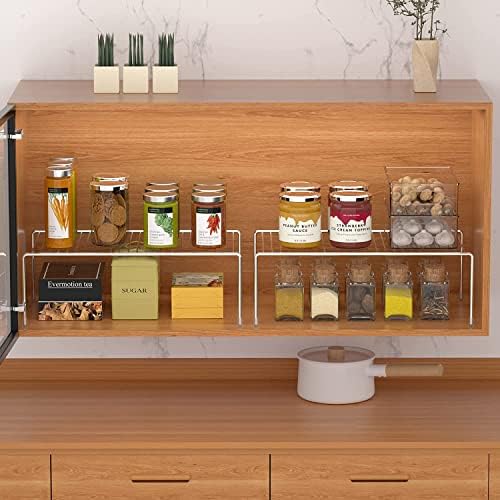 Kitchen Cabinet Shelf Organizer Set of 6, Medium Metal Wire Pantry Storage - Image 2